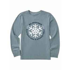 Life is Good Be Yourself Crewneck Graphic Tee Blue Junior Size XL